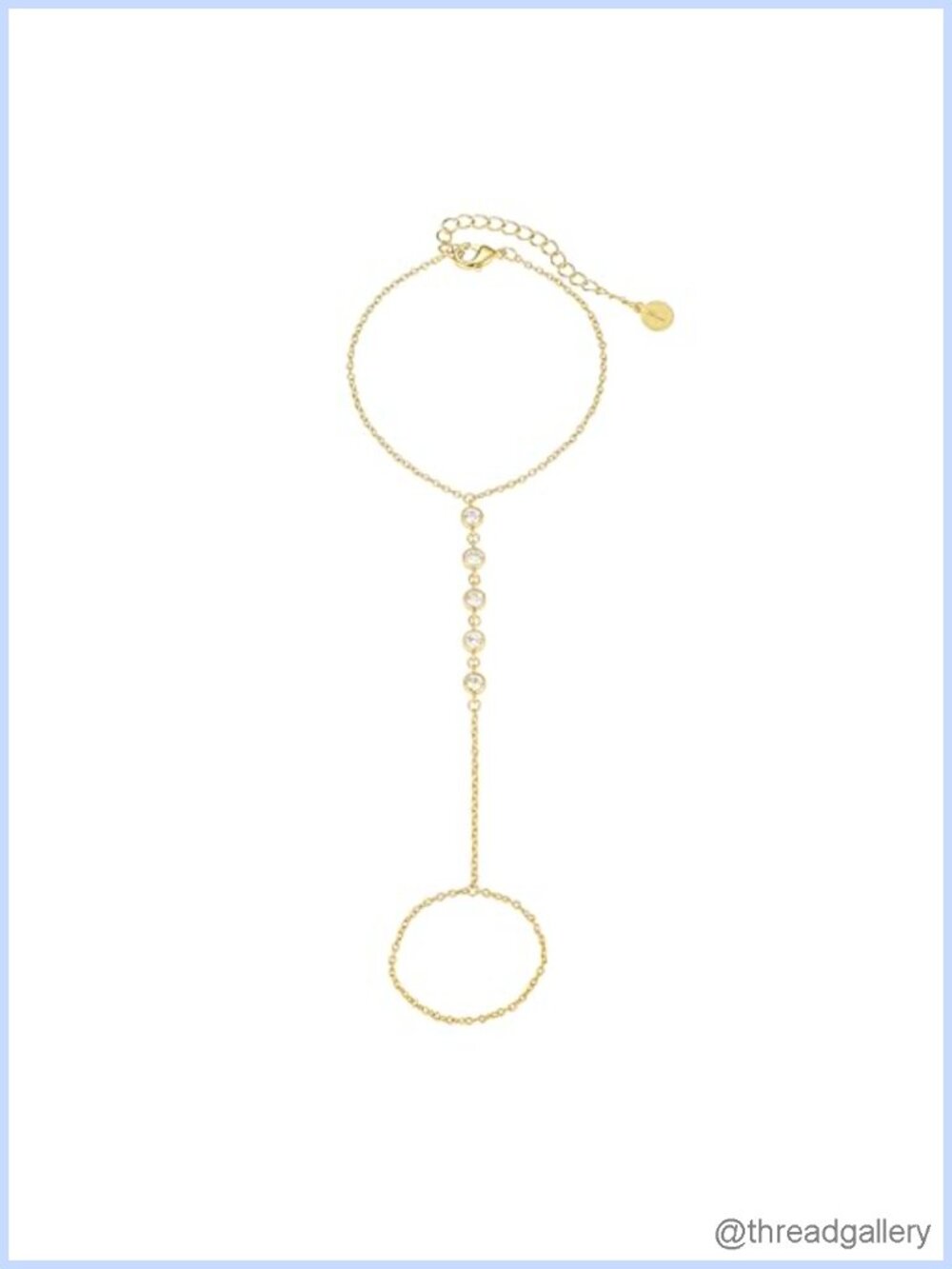 14K Gold Plated CZ Hand Chain Bracelet Adjustable